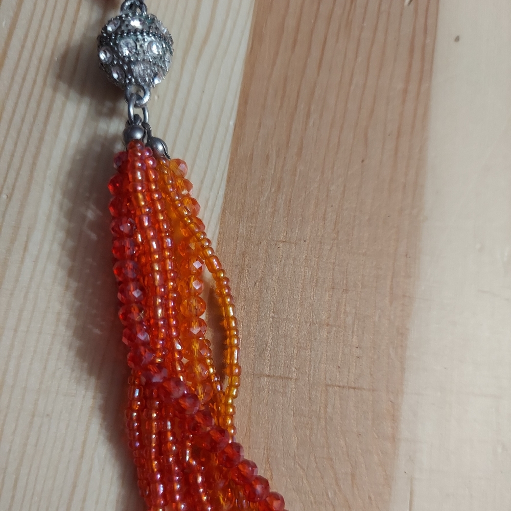 Premier Designs Red Orange & Silver Crystal… - Picture 2 of 12